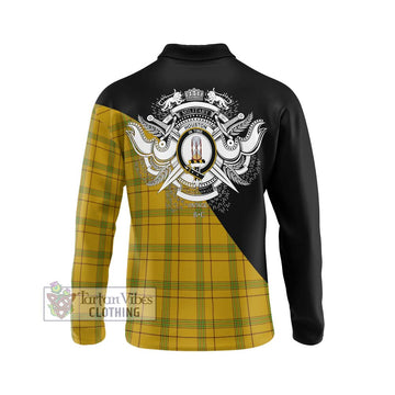 Houston Tartan Long Sleeve Polo Shirt with Family Crest and Military Logo Style - Tartan Vibes Clothing