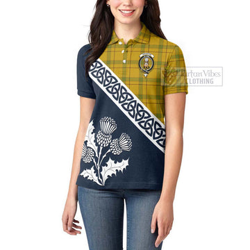 Houston Tartan Women's Polo Shirt Featuring Thistle and Scotland Map - Tartanvibesclothing Store
