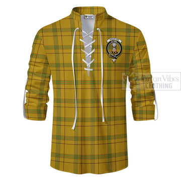 Houston Tartan Ghillie Kilt Shirt with Family Crest and Bearded Skull Holding Bottles of Whiskey - Tartan Vibes Clothing