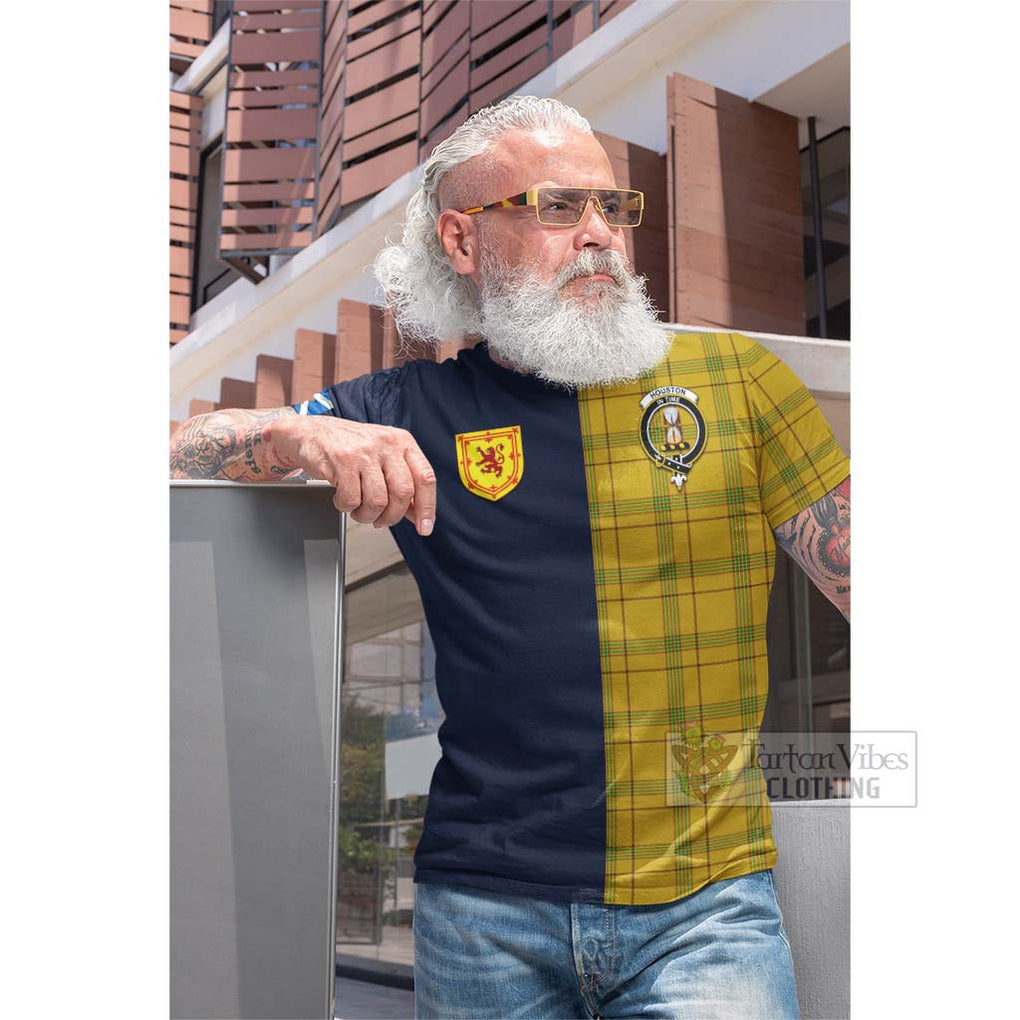 Houston Tartan Cotton T-shirt Alba with Scottish Lion Royal Arm Half Style Men's Shirt - Tartan Vibes Clothing