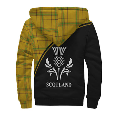 Houston Tartan Sherpa Hoodie with Family Crest Curve Style - Tartan Vibes Clothing