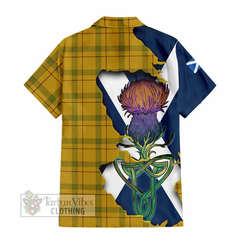 Houston Tartan Family Crest Hawaiian Shirt Scottish Thistle Celtic Inspired - Tartan Vibes Clothing