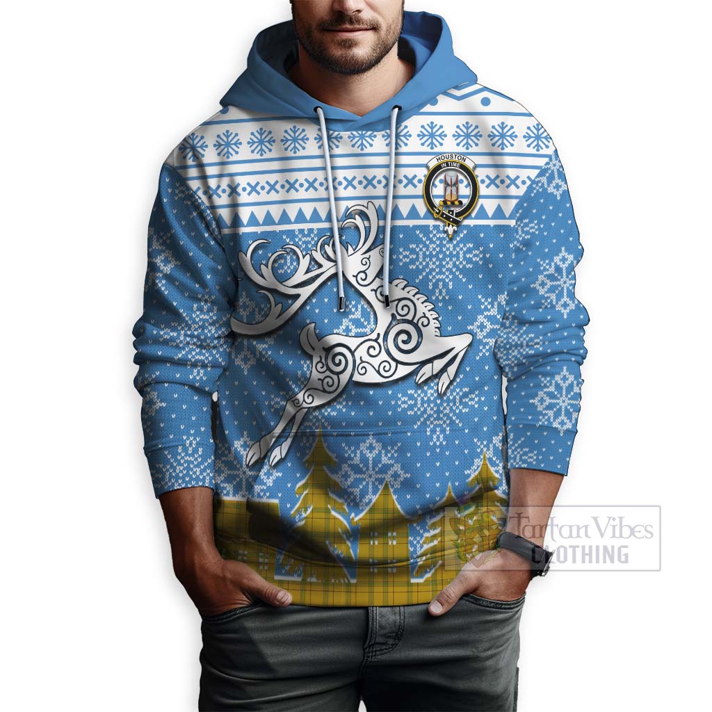 Houston Clan Christmas Hoodie Celtic Reindeer Style - Tartan Vibes Clothing
