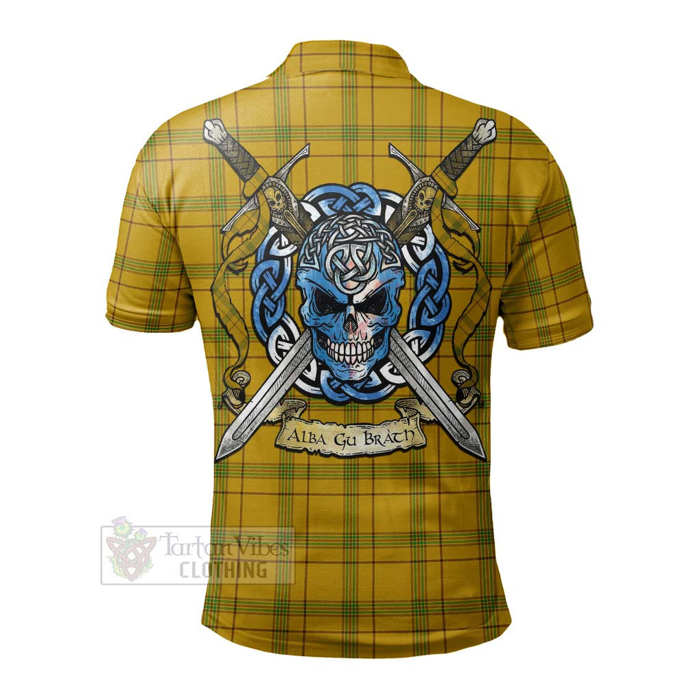 Houston Tartan Polo Shirt with Family Crest Celtic Skull Style - Tartan Vibes Clothing
