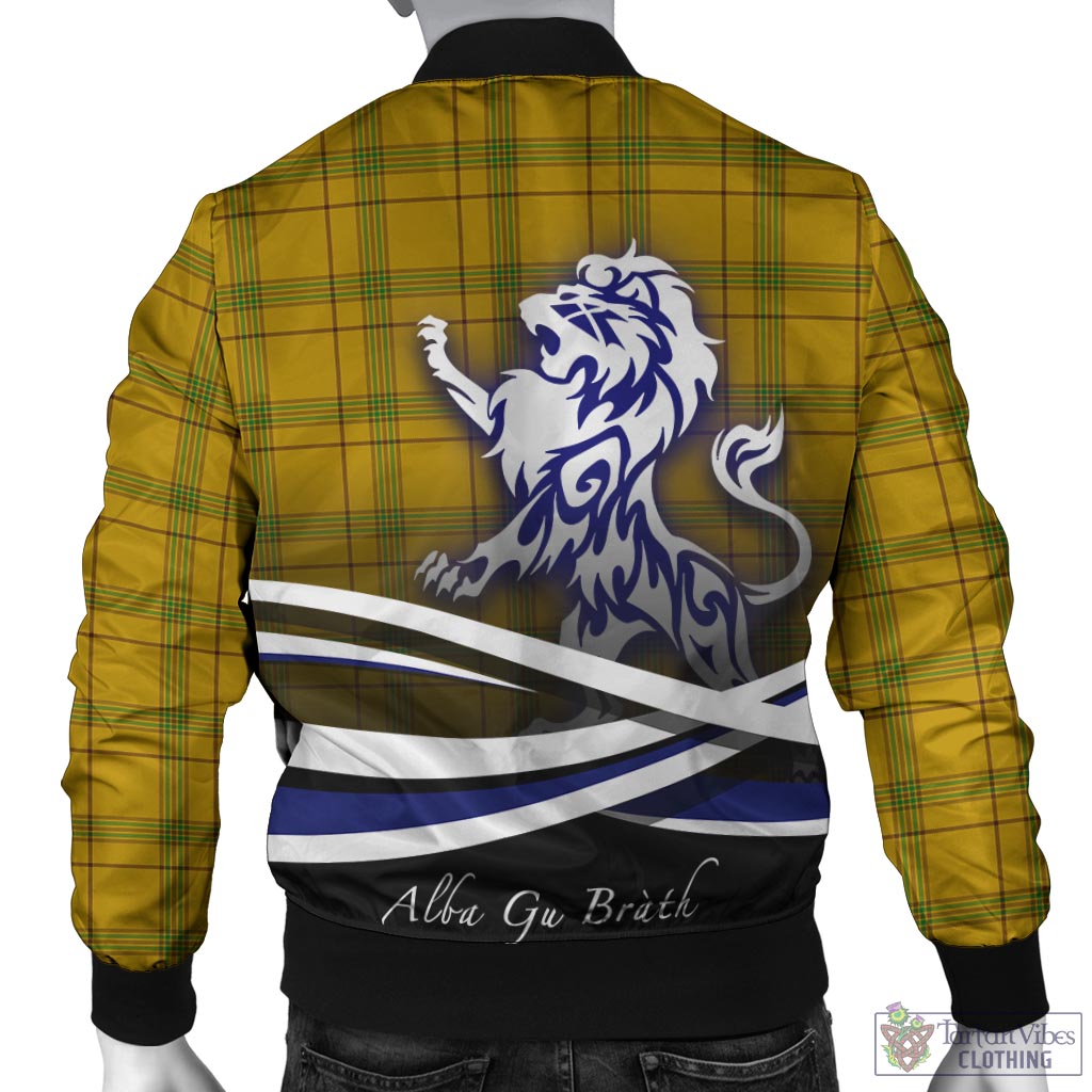 Houston Tartan Bomber Jacket with Alba Gu Brath Regal Lion Emblem - Tartan Vibes Clothing
