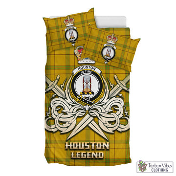 Houston Tartan Bedding Set with Clan Crest and the Golden Sword of Courageous Legacy