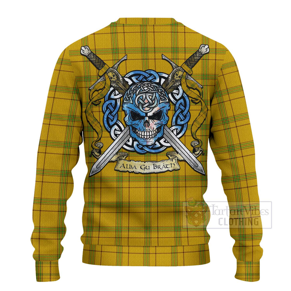Houston Tartan Ugly Sweater with Family Crest Celtic Skull Style - Tartan Vibes Clothing