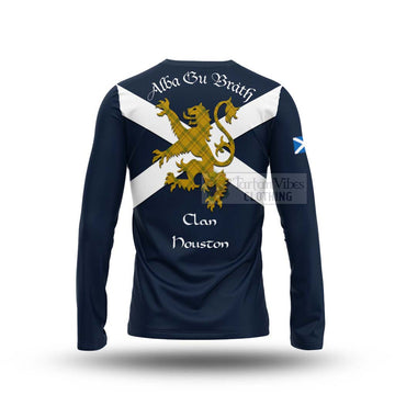 Houston Tartan Lion Rampant Long Sleeve T-Shirt Proudly Display Your Heritage with Alba Gu Brath and Clan Name - Tartan Vibes Clothing