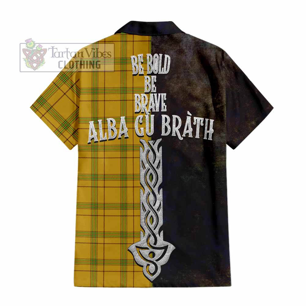 Houston Tartan Family Crest Hawaiian Shirt Alba Gu Brath Be Brave Lion Ancient Style - Tartan Vibes Clothing
