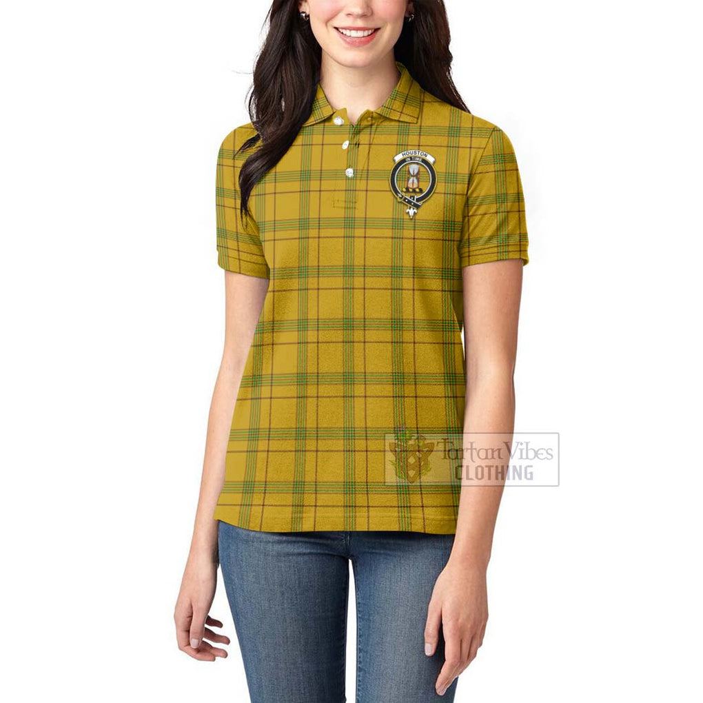 Houston Tartan Women's Polo Shirt with Family Crest Celtic Skull Style - Tartan Vibes Clothing