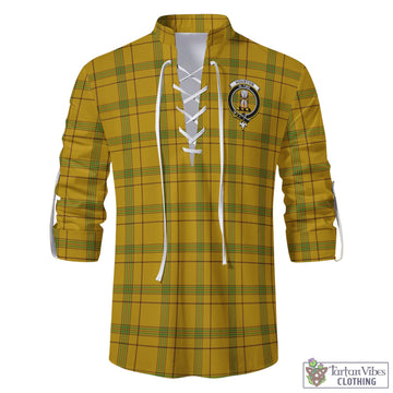 Houston Tartan Men's Scottish Traditional Jacobite Ghillie Kilt Shirt with Family Crest
