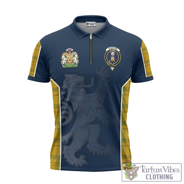 Houston Tartan Zipper Polo Shirt with Family Crest and Lion Rampant Vibes Sport Style - Tartan Vibes Clothing