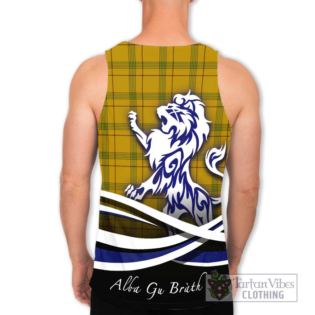 Houston Tartan Men's Tank Top with Alba Gu Brath Regal Lion Emblem - Tartan Vibes Clothing