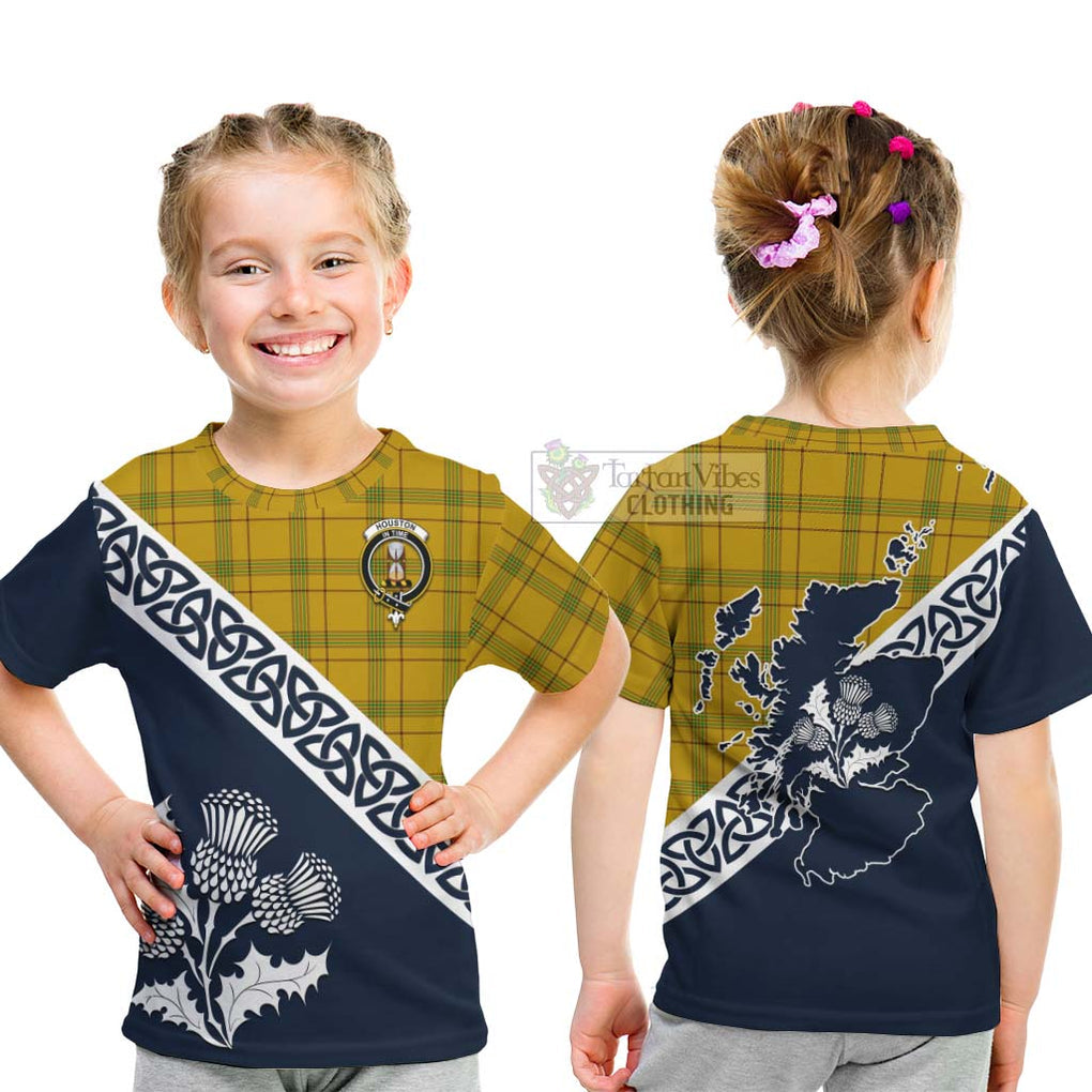 Houston Tartan Kid T-Shirt Featuring Thistle and Scotland Map - Tartan Vibes Clothing
