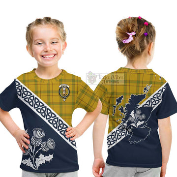 Houston Tartan Kid T-Shirt Featuring Thistle and Scotland Map - Tartan Vibes Clothing