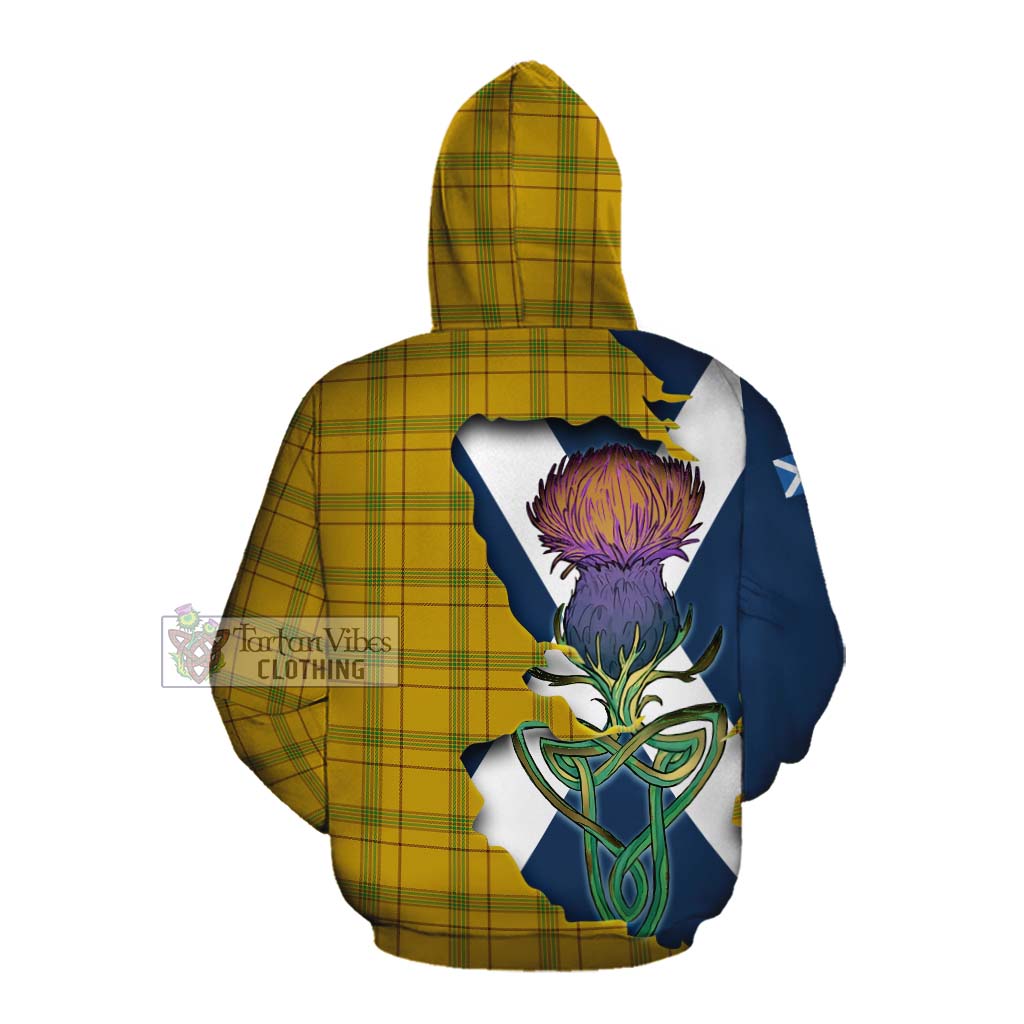 Houston Tartan Family Crest Cotton Hoodie Scottish Thistle Celtic Inspired Pullover Hoodie - Tartan Vibes Clothing