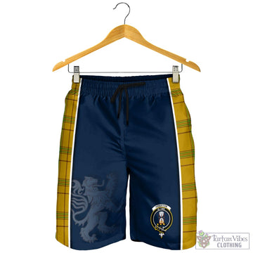 Houston Tartan Men's Shorts with Family Crest and Lion Rampant Vibes Sport Style