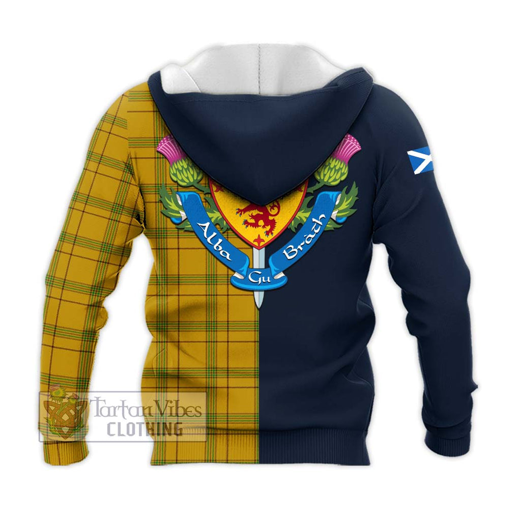 Houston Tartan Knitted Hoodie Alba with Scottish Lion Royal Arm Half Style - Tartan Vibes Clothing