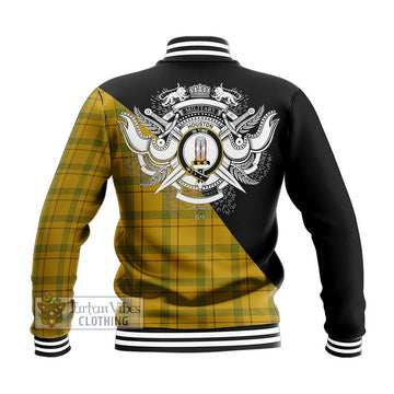 Houston Tartan Baseball Jacket with Family Crest and Military Logo Style - Tartan Vibes Clothing