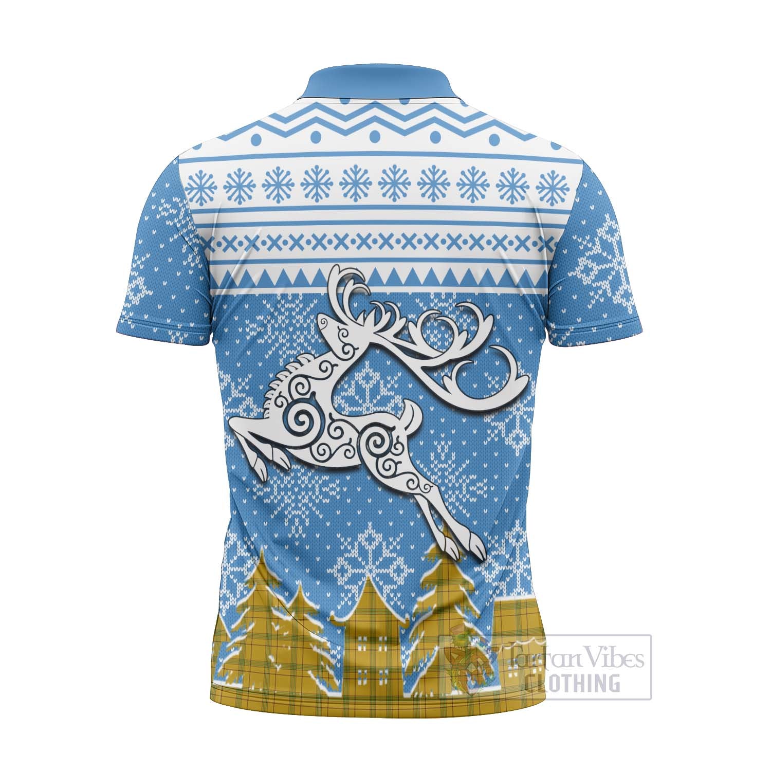 Houston Clan Christmas Zipper Polo Shirt Celtic Reindeer Style - Tartan Vibes Clothing
