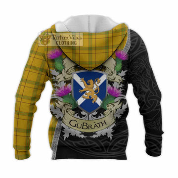 Tartan Vibes Clothing Houston Tartan Family Crest Knitted Hoodie Lion Rampant Royal Thistle Shield Celtic Inspired