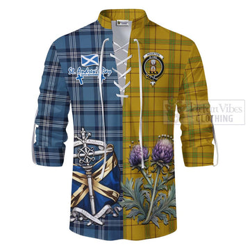 Houston Tartan Ghillie Kilt Shirt Happy St. Andrew's Day Half Tartan Style - Tartan Vibes Clothing