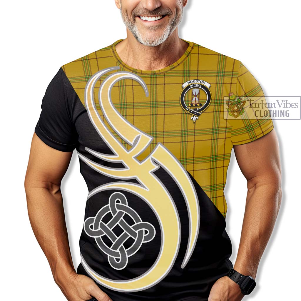Houston Tartan T-Shirt with Family Crest and Celtic Symbol Style - Tartan Vibes Clothing