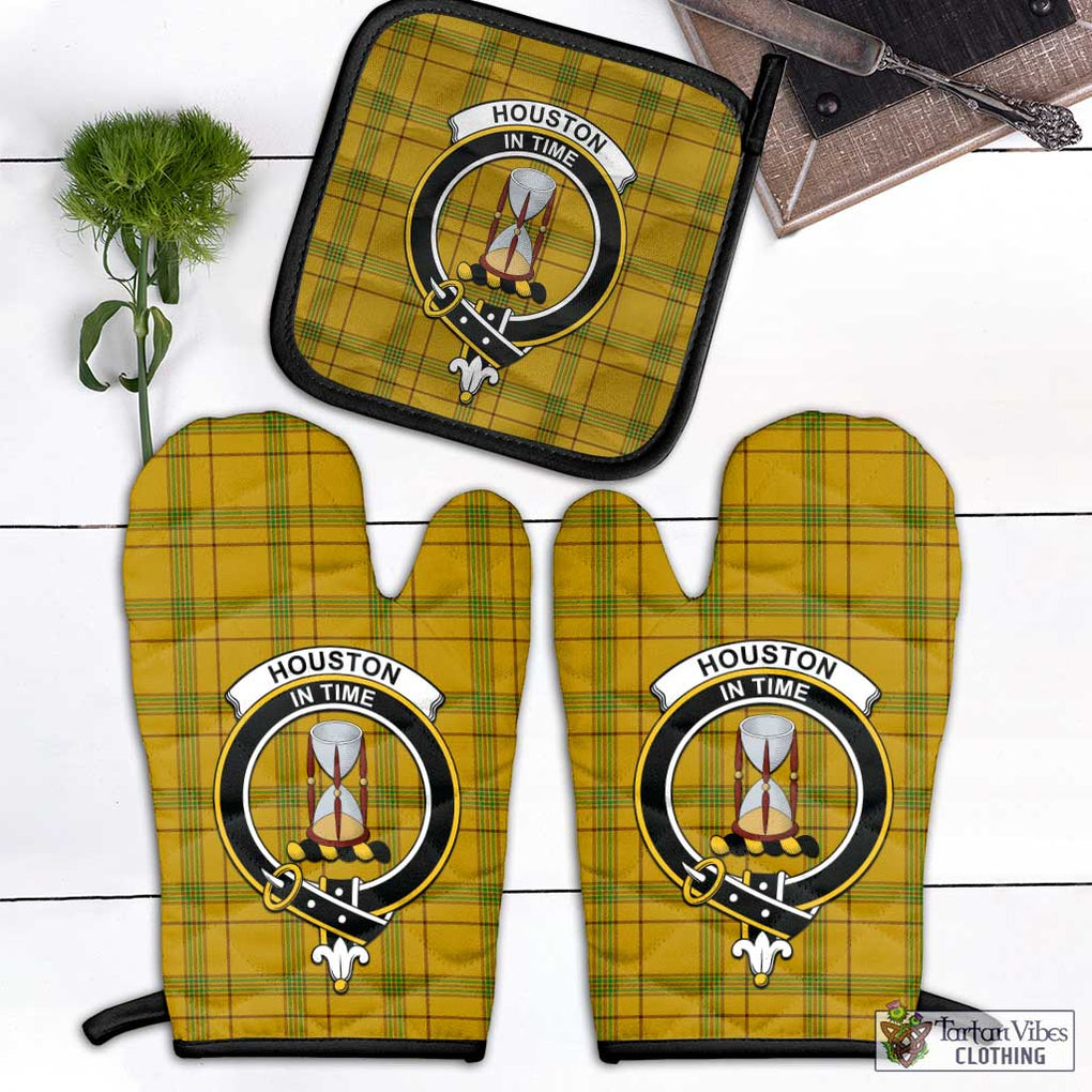 Houston Tartan Combo Oven Mitt & Pot-Holder with Family Crest Black - Tartan Vibes Clothing