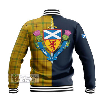 Houston Tartan Baseball Jacket Alba with Scottish Lion Royal Arm Half Style - Tartan Vibes Clothing