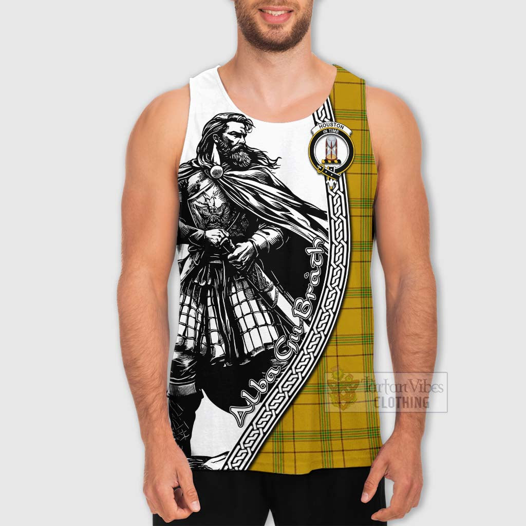 Houston Tartan Clan Crest Men's Tank Top with Highlander Warrior Celtic Style - Tartan Vibes Clothing