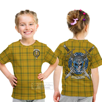 Houston Tartan Kid T-Shirt with Family Crest Celtic Skull Style - Tartan Vibes Clothing