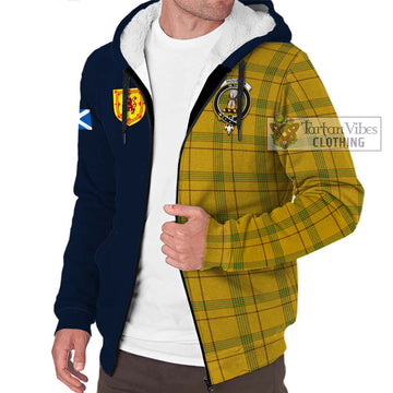 Houston Tartan Sherpa Hoodie Alba with Scottish Lion Royal Arm Half Style - Tartan Vibes Clothing