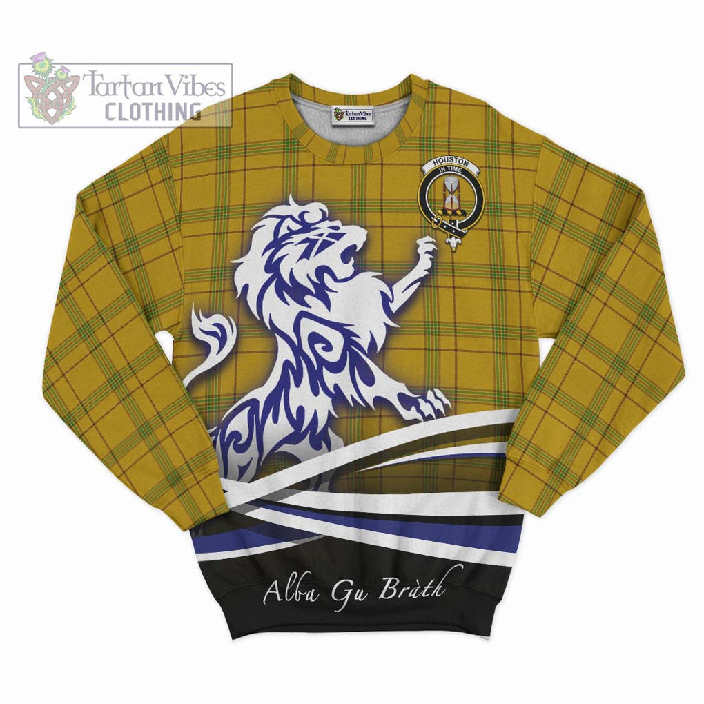 Houston Tartan Sweatshirt with Alba Gu Brath Regal Lion Emblem - Tartan Vibes Clothing