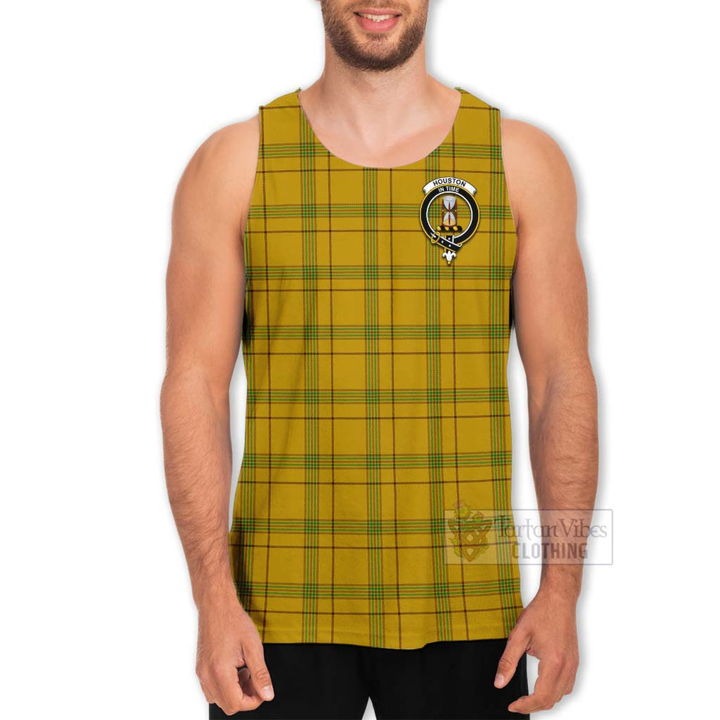 Houston Tartan Men's Tank Top with Family Crest Celtic Skull Style - Tartan Vibes Clothing