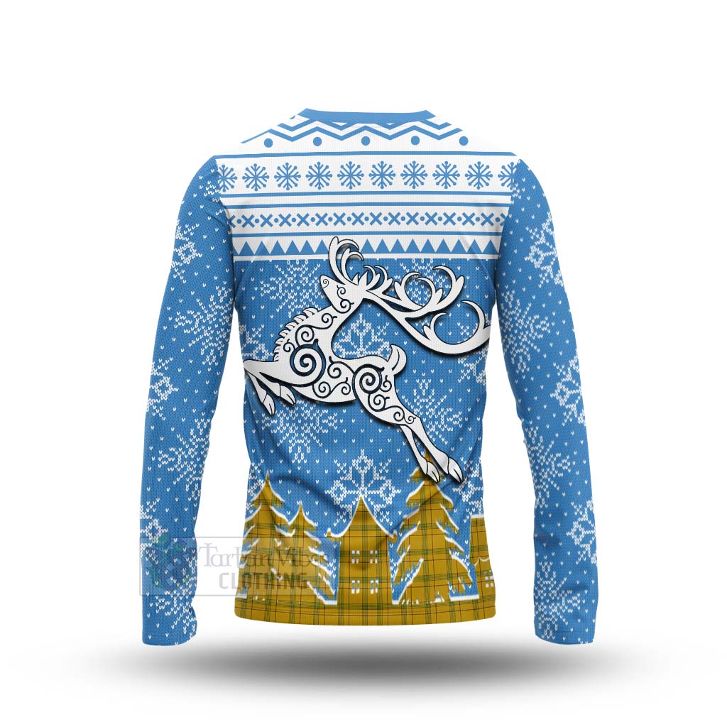 Houston Clan Christmas Long Sleeve T-Shirt Celtic Reindeer Style - Tartan Vibes Clothing