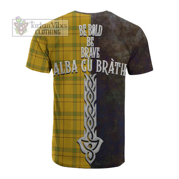 Tartan Vibes Clothing Houston Tartan Family Crest Cotton T-shirt Alba Gu Brath Be Brave Lion Ancient Style