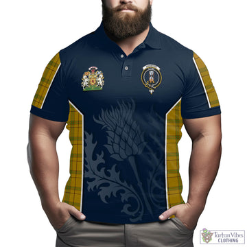 Houston Tartan Men's Polo Shirt with Family Crest and Scottish Thistle Vibes Sport Style