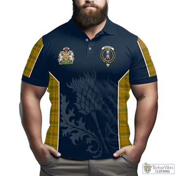 Houston Tartan Men's Polo Shirt with Family Crest and Scottish Thistle Vibes Sport Style - Tartan Vibes Clothing
