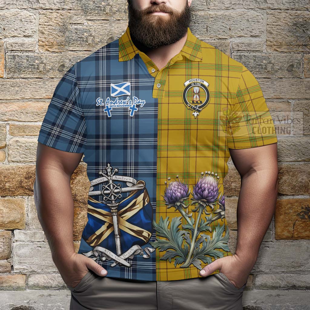 Houston Tartan Polo Shirt Happy St. Andrew's Day Half Tartan Style - Tartan Vibes Clothing