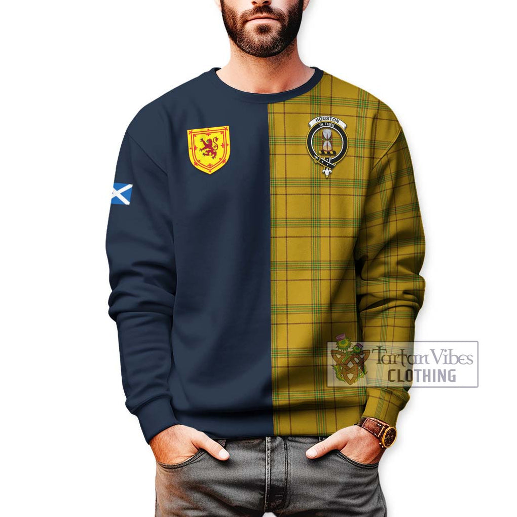 Houston Tartan Sweatshirt Alba with Scottish Lion Royal Arm Half Style - Tartan Vibes Clothing