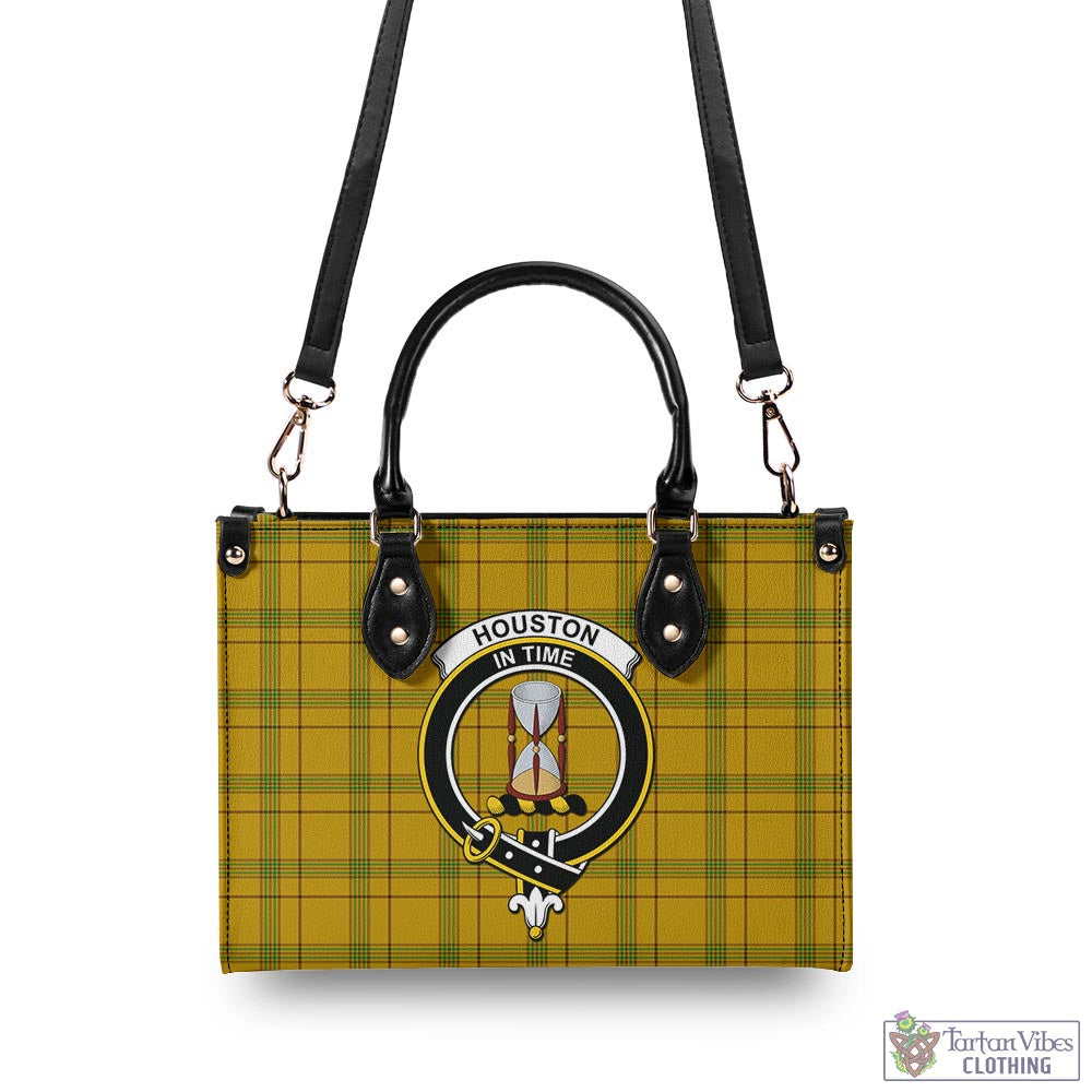 Houston Tartan Luxury Leather Handbags with Family Crest - Tartan Vibes Clothing