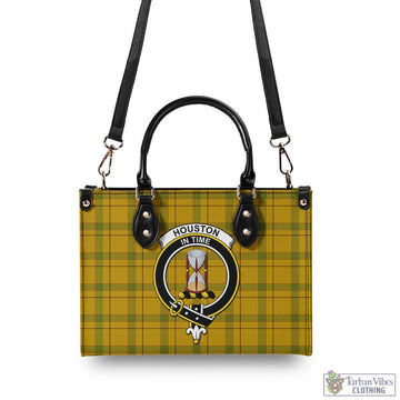 Houston Tartan Luxury Leather Handbags with Family Crest - Tartan Vibes Clothing