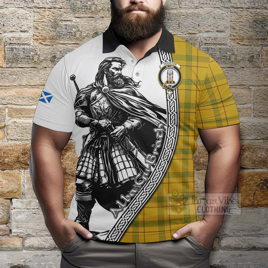 Houston Tartan Clan Crest Polo Shirt with Highlander Warrior Celtic Style - Tartan Vibes Clothing