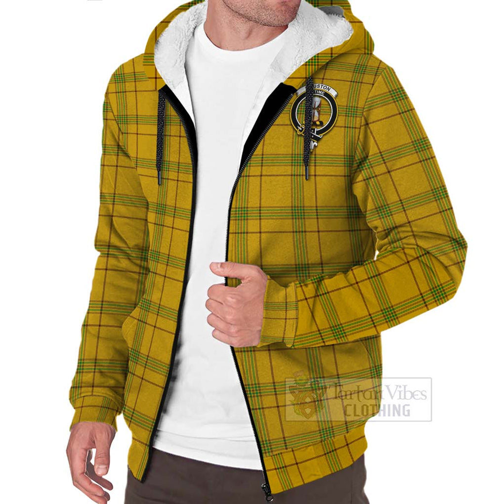 Houston Tartan Sherpa Hoodie with Family Crest Celtic Skull Style Unisex - Tartan Vibes Clothing