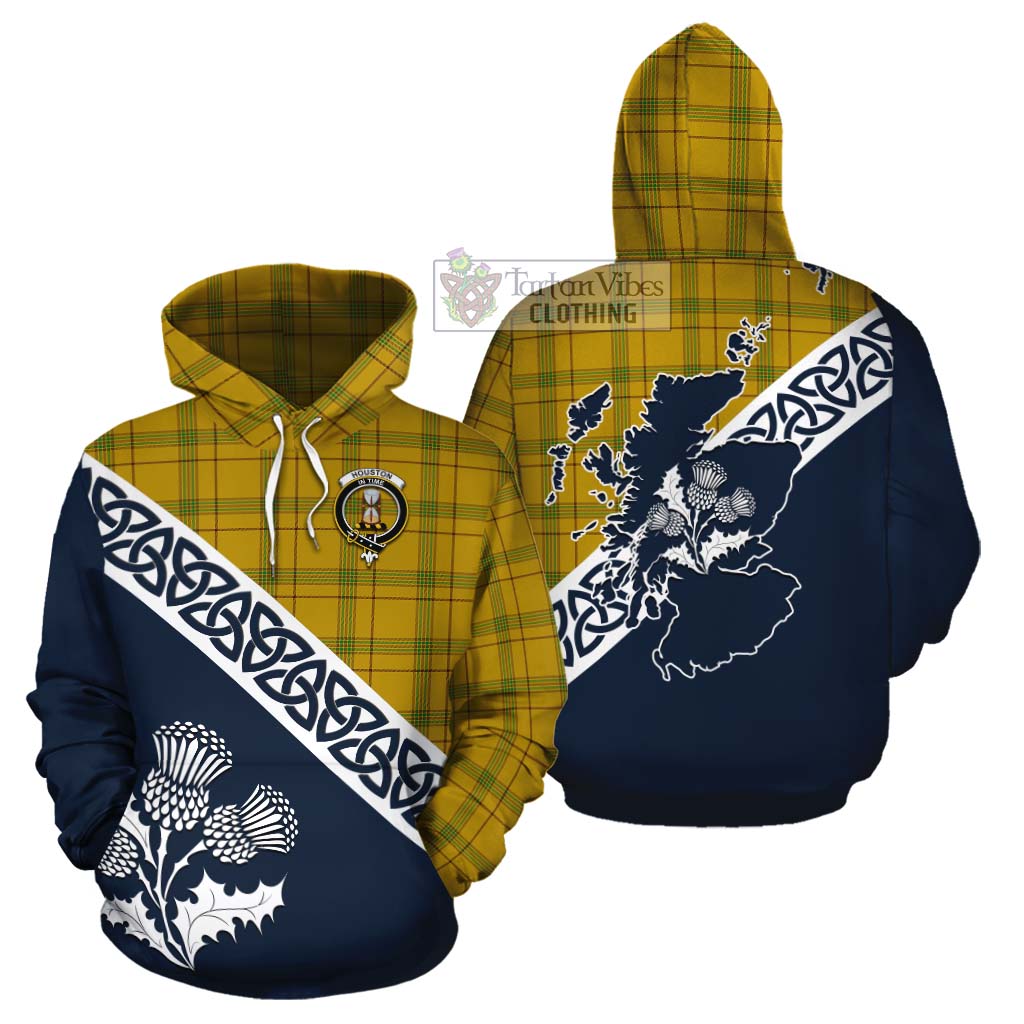 Houston Tartan Cotton Hoodie Featuring Thistle and Scotland Map Zip Hoodie - Tartan Vibes Clothing