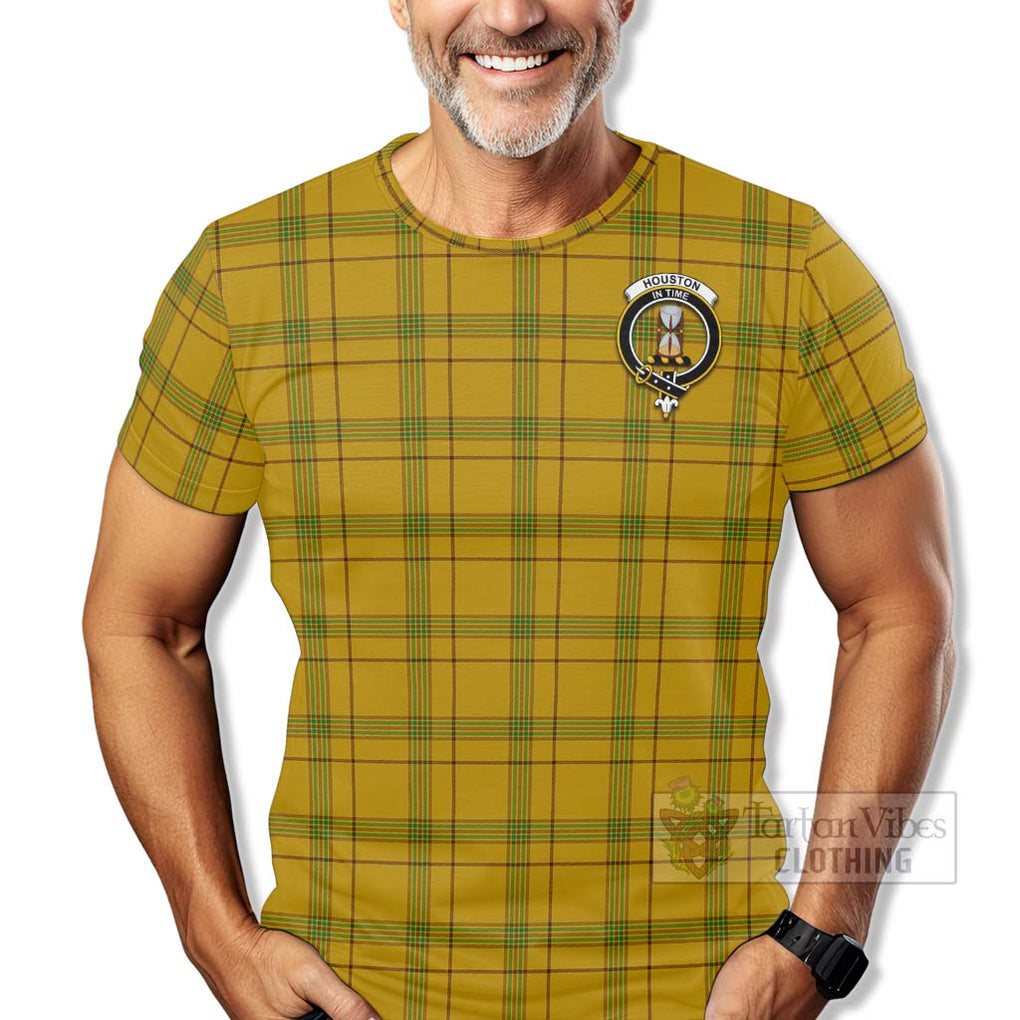 Houston Tartan T-Shirt with Family Crest Celtic Skull Style - Tartan Vibes Clothing