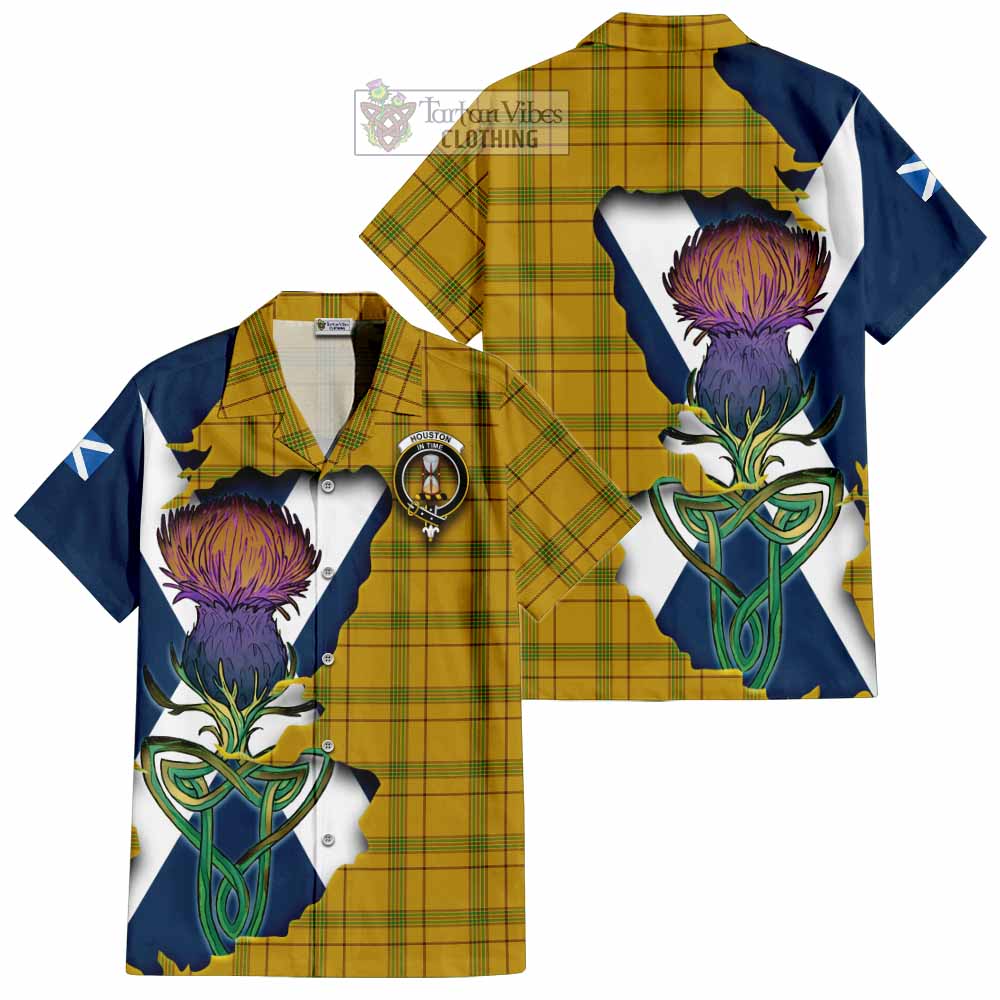 Houston Tartan Family Crest Hawaiian Shirt Scottish Thistle Celtic Inspired - Tartan Vibes Clothing