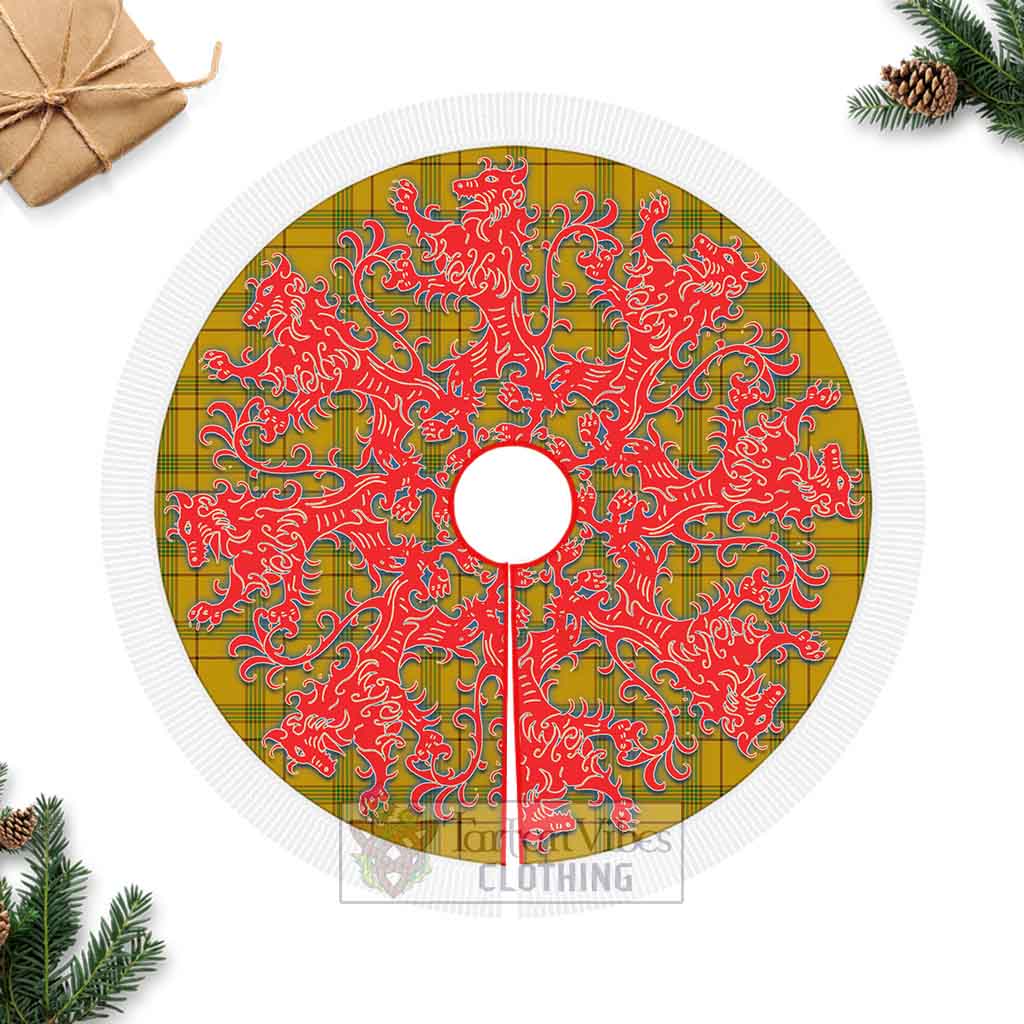 Houston Tartan Christmas Tree Skirt Lion Rampant Style Fringed Tree Skirts - Tartan Vibes Clothing