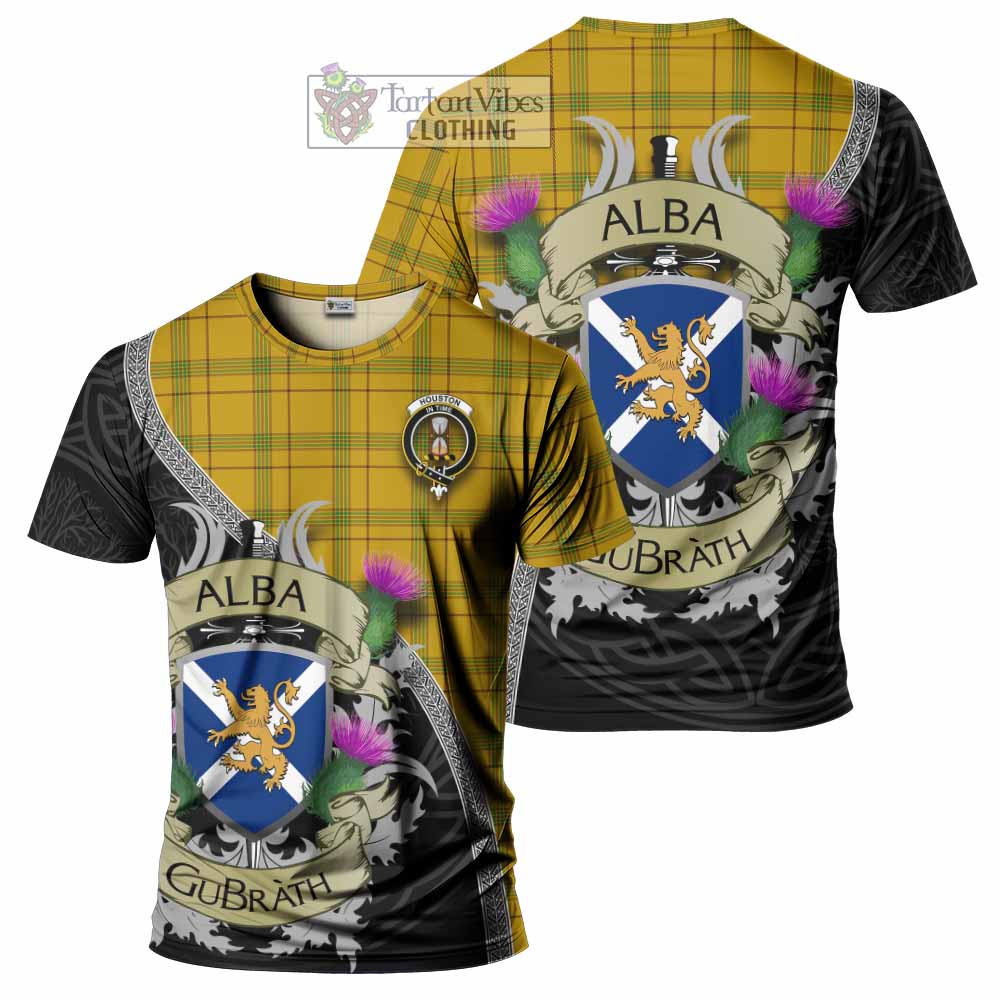 Houston Tartan Family Crest T-Shirt Lion Rampant Royal Thistle Shield Celtic Inspired - Tartan Vibes Clothing