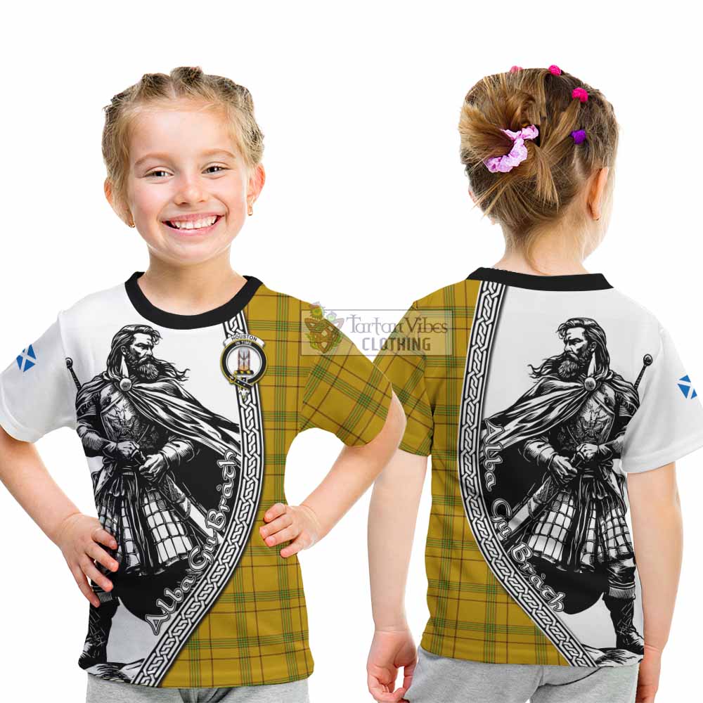 Houston Tartan Clan Crest Kid T-Shirt with Highlander Warrior Celtic Style - Tartan Vibes Clothing